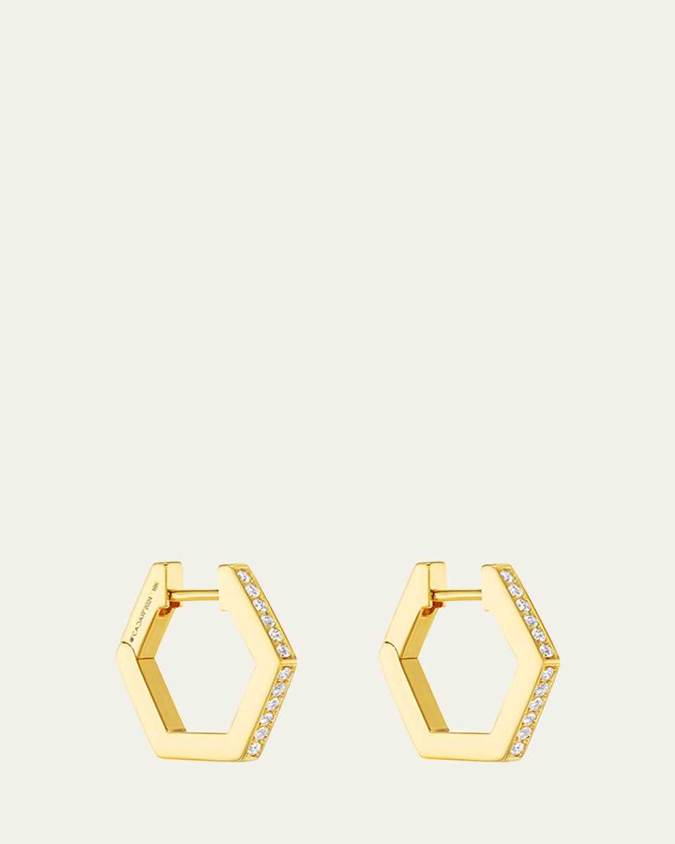 18K Yellow Gold B HOME Hoop Earrings with Diamonds, 15mm